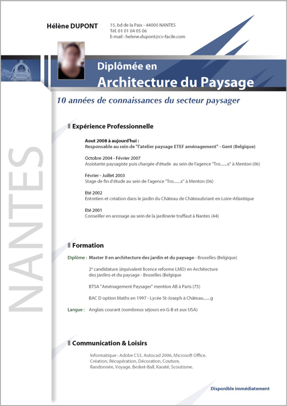 Modèle CV Architecte Paysage - Mod7le CV