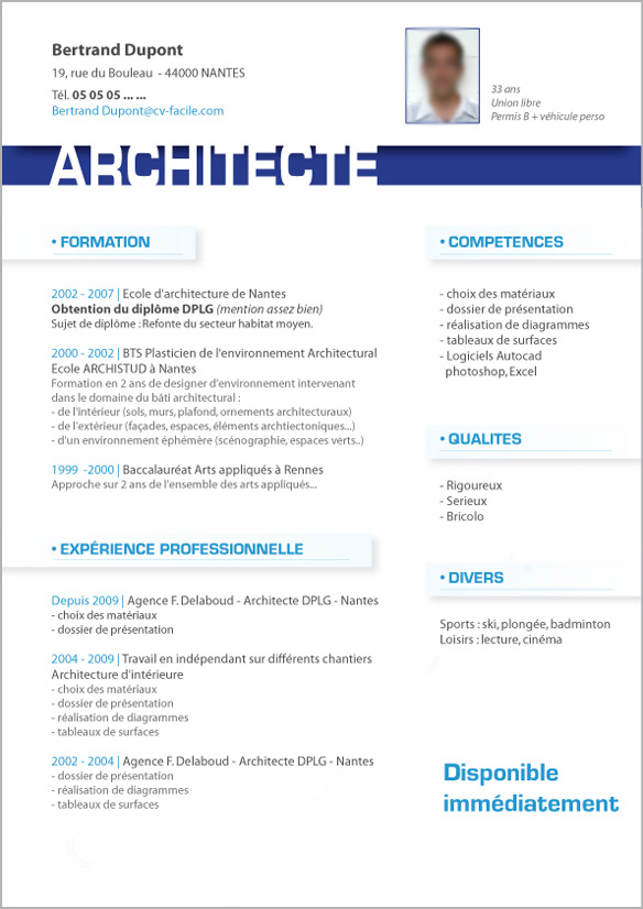 modele cv architecte