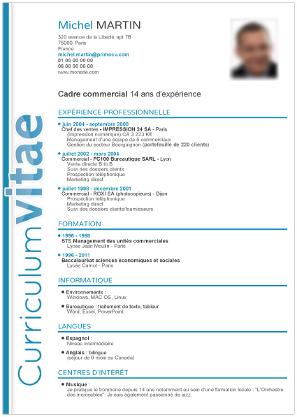 modele cv cadre commercial